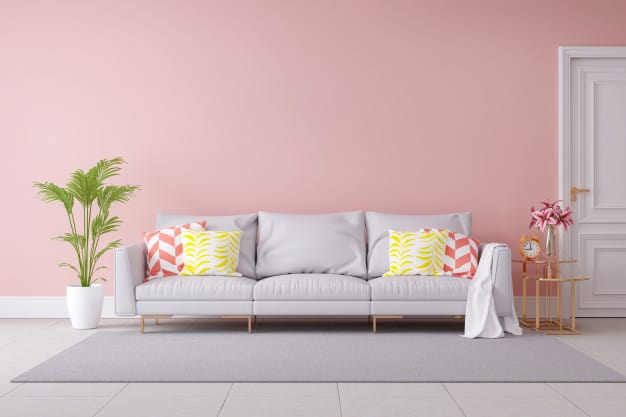 sala com parede rosa